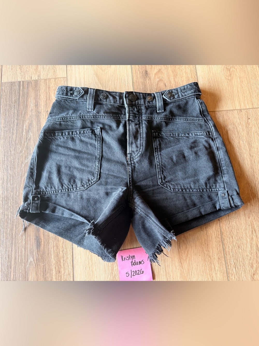 We The Free Black High-Waist Distressed Denim Shorts